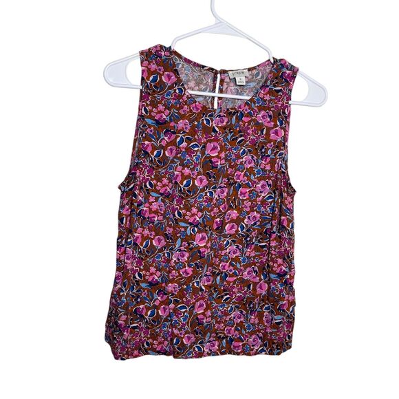 J Crew Tank Top Women's Small Floral Sleeveless Round Neck Lightweight Shirt - Picture 1 of 9